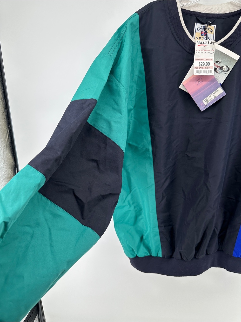 Vintage Colorblock Cutter & Buck Wind Crewneck Pullover New Tags Men’s Large - Picture 5 of 8